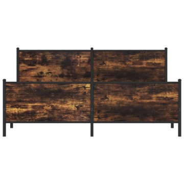 Cadru pat metalic fără saltea, stejar fumuriu, 180x200 cm - Img 8