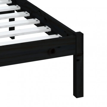 Cadru pat, negru, 140x190 cm, lemn masiv de pin - Img 6