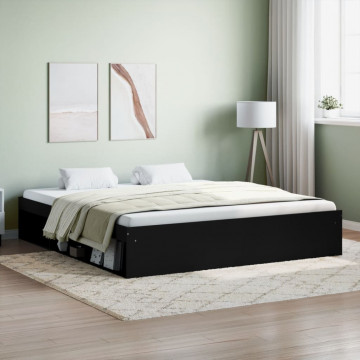 Cadru pat, negru, 180x200 cm, Super King Size - Img 1
