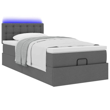 Cadru pat otoman cu saltea țesătură gri închis 100x200 cm - Img 5