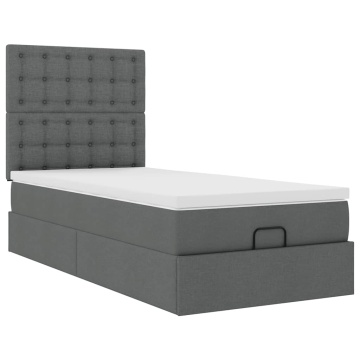 Cadru pat otoman cu saltea țesătură gri închis 100x200 cm - Img 5