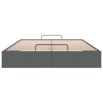 Cadru pat otoman fără saltea Gri închis 140x190 cm țesătură - Img 8