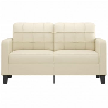 Canapea cu 2 locuri, crem, 140 cm, piele ecologică - Img 3