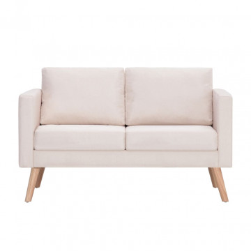 Canapea cu 2 locuri, crem, material textil - Img 3