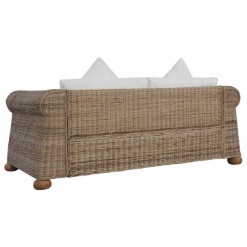 Canapea cu 2 locuri cu perne, culoare naturală, ratan - Img 8