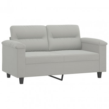Canapea cu 2 locuri, cu perne, gri, 120 cm, microfibră - Img 4