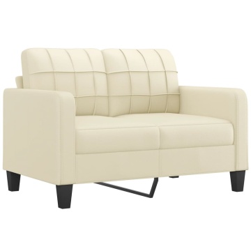Canapea cu 2 locuri cu pernuțe, crem, 120 cm, piele ecologică - Img 4