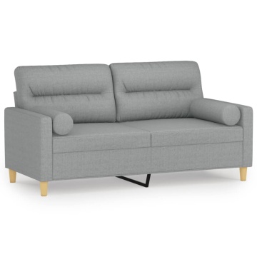 Canapea cu 2 locuri cu pernuțe, gri deschis, 140 cm, textil - Img 2