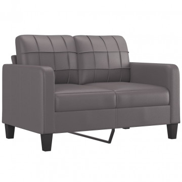 Canapea cu 2 locuri, gri, 120 cm, piele ecologică - Img 2