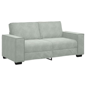 Canapea cu 2 locuri, gri deschis, 140 cm, catifea - Img 2