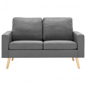 Canapea cu 2 locuri, gri deschis, material textil - Img 3