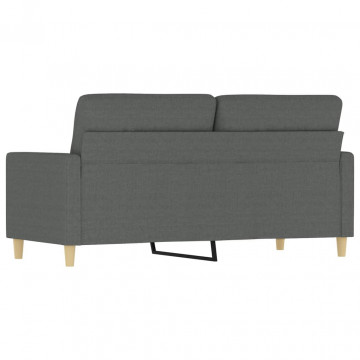 Canapea cu 2 locuri, gri închis, 140 cm, material textil - Img 8