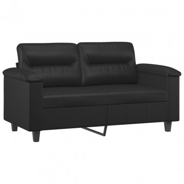 Canapea cu 2 locuri, negru, 120 cm, piele ecologică - Img 2