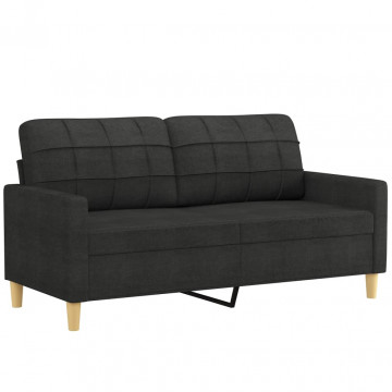 Canapea cu 2 locuri, negru, 140 cm, material textil - Img 2