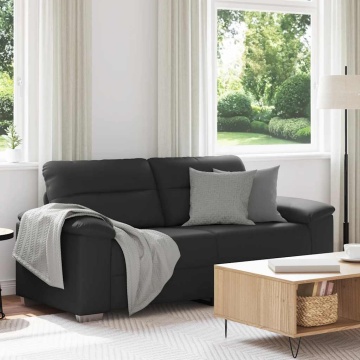 Canapea cu 2 locuri, negru, 140 cm, piele ecologică - Img 1