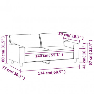 Canapea cu 2 locuri, negru, 140 cm, piele ecologică - Img 7