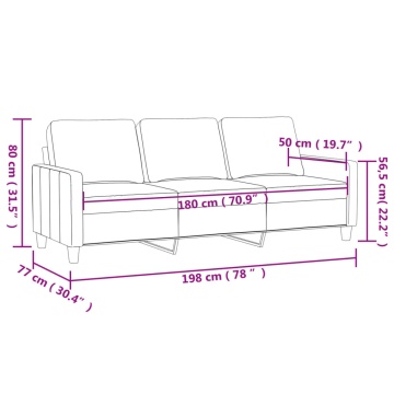 Canapea cu 3 locuri, crem, 180 cm, piele ecologică - Img 7