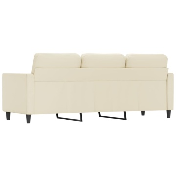 Canapea cu 3 locuri, crem, 180 cm, piele ecologică - Img 8