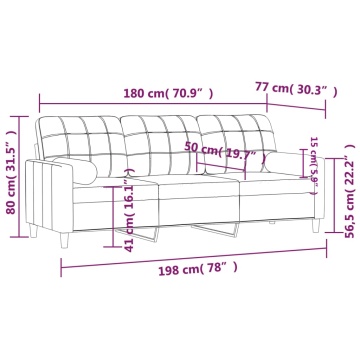 Canapea cu 3 locuri cu pernuțe, gri închis, 180 cm, textil - Img 7