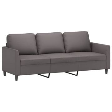 Canapea cu 3 locuri, gri, 180 cm, piele ecologică - Img 2