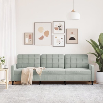 Canapea cu 3 locuri, gri deschis, 210 cm, material catifea - Img 3