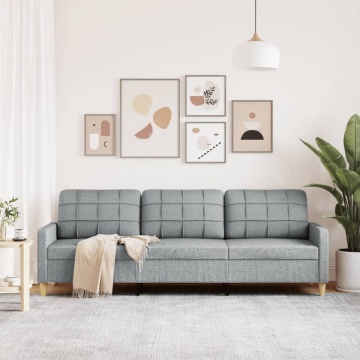 Canapea cu 3 locuri, gri deschis, 210 cm, material textil - Img 3