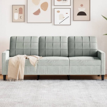 Canapea cu 3 locuri, gri deschis, material 180CM catifea - Img 1