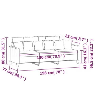 Canapea cu 3 locuri, gri deschis, material 180CM textil - Img 7