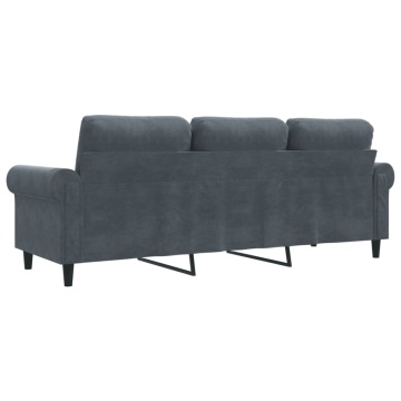 Canapea cu 3 locuri, gri închis, 180 cm, material catifea - Img 5