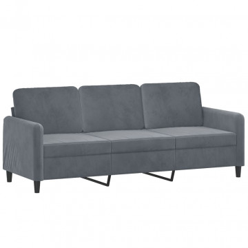 Canapea cu 3 locuri, gri închis, 180 cm, material catifea - Img 2