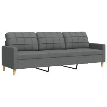 Canapea cu 3 locuri, gri închis, 210 cm, material textil - Img 2