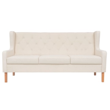 Canapea cu 3 locuri, material textil, alb crem - Img 2