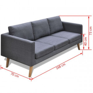 Canapea cu 3 locuri, material textil, gri închis - Img 6