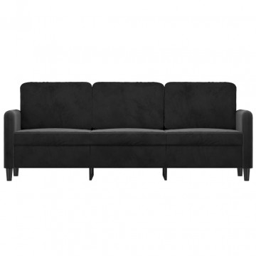 Canapea cu 3 locuri, Negru, 180 cm, catifea - Img 3