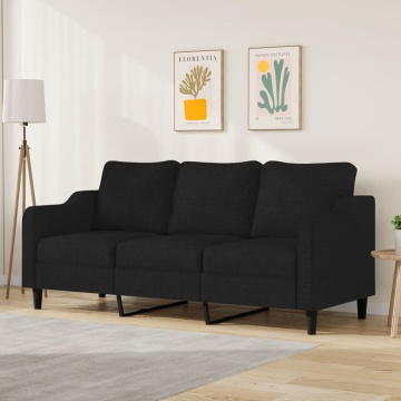 Canapea cu 3 locuri, negru, 180 cm, material textil - Img 1