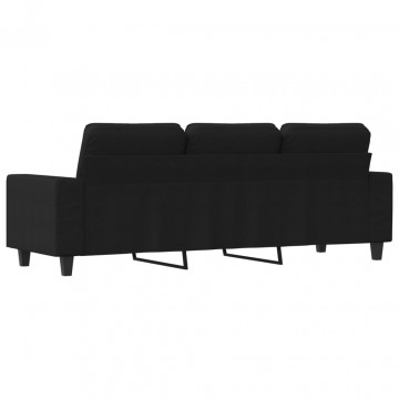 Canapea cu 3 locuri, negru, 180 cm, material textil - Img 8