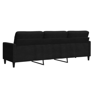 Canapea cu 3 locuri, negru, 210 cm, material catifea - Img 5