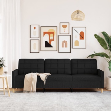 Canapea cu 3 locuri, negru, 210 cm, material textil - Img 3
