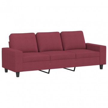 Canapea cu 3 locuri, roșu vin, 180 cm, material textil - Img 2