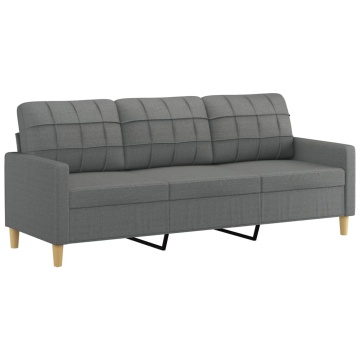 Canapea cu 3 locuri și taburet, gri închis, 180 cm, textil - Img 4