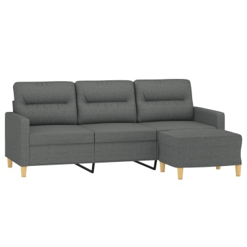 Canapea cu 3 locuri și taburet, gri închis, 180 cm, textil - Img 3
