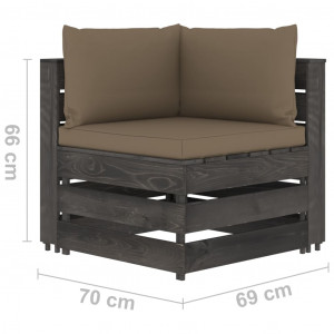 Canapea de colț modulară cu perne, gri, lemn impregnat - Img 5