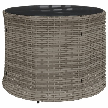 Canapea de grădină cu masă/perne, semi-rotundă, gri, poliratan - Img 8