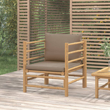 Canapea de grădină cu perne gri taupe, bambus - Img 1
