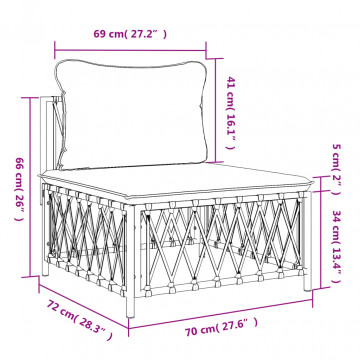 Canapea de mijloc grădină cu perne antracit, material țesut - Img 6