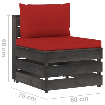 Canapea de mijloc modulară cu perne, gri, lemn tratat - Img 5