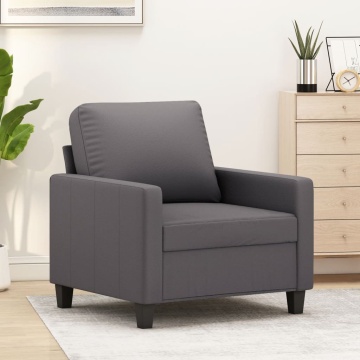 Canapea de o persoană, gri, 60 cm, piele ecologică - Img 1
