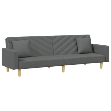 Canapea extensibilă 2 locuri/perne/taburet, gri închis, textil - Img 4