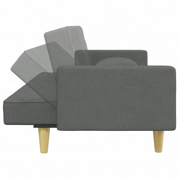 Canapea extensibilă 2 locuri/perne/taburet, gri închis, textil - Img 5