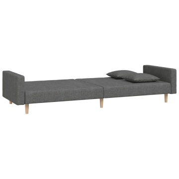 Canapea extensibilă cu 2 locuri, 2 perne, gri închis, textil - Img 5